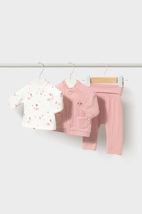 Mayoral Newborn set di tuta per neonati in cotone con elastan rosa 2653