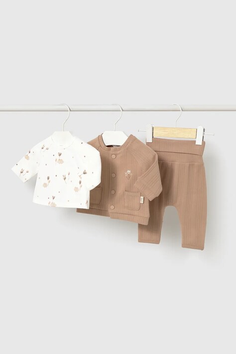 Mayoral Newborn set di tuta per neonati in cotone con elastan beige 2653