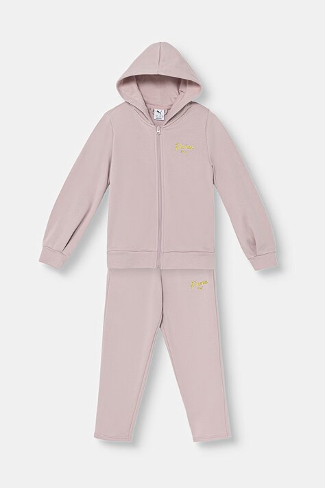 Puma dres dziecięcy z bawełną ESS SCRIPT Sweat Suit różowy 695209