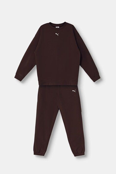 Puma komplet dresowy dziecięcy z bawełną Loungewear Sweat Suit brązowy 689727