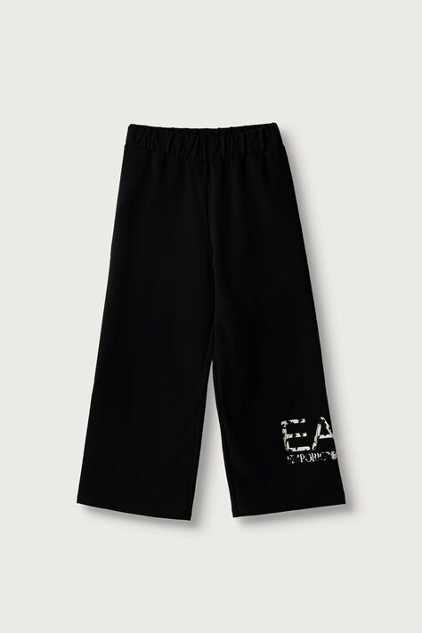 EA7 Emporio Armani spodnie dresowe dziecięce bawełniane z elastanem czarne high waist 7G000247 AF26043