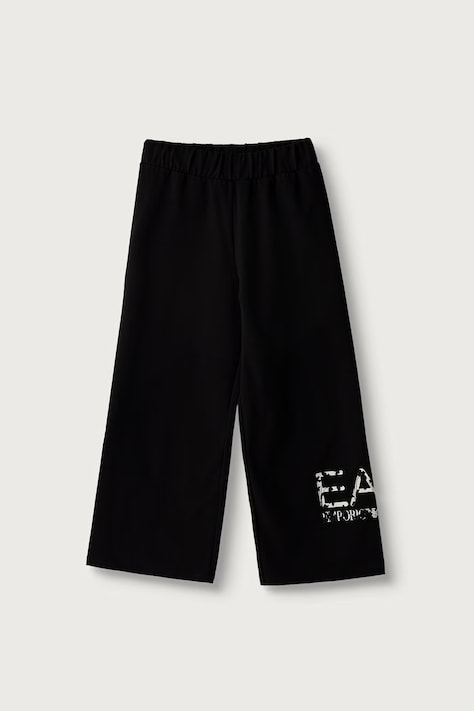 EA7 Emporio Armani спортен панталон за деца от памук с еластан черен с висока талия 7G000247 AF26043