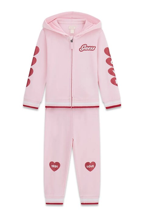 Guess komplet dresowy dziecięcy bawełniany różowy K6YG01 K3837