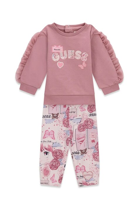 Guess Komplet dziecięcy bawełniany różowy A6YG09 K3916