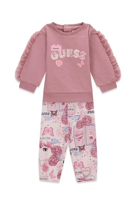 Guess Komplet dziecięcy bawełniany różowy A6YG09 K3916