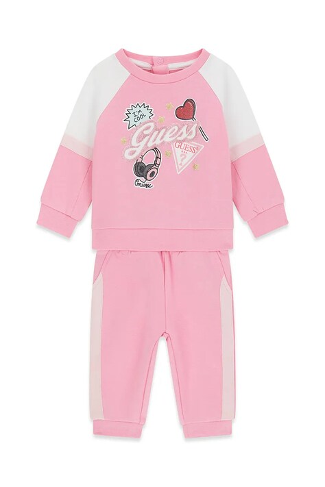 Guess komplet dresowy dziecięcy bawełniany różowy A6YG05 K3902