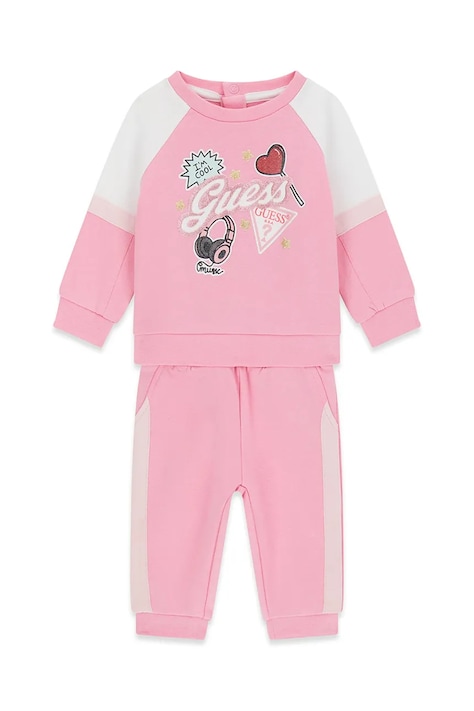 Guess komplet dresowy dziecięcy bawełniany różowy A6YG05 K3902