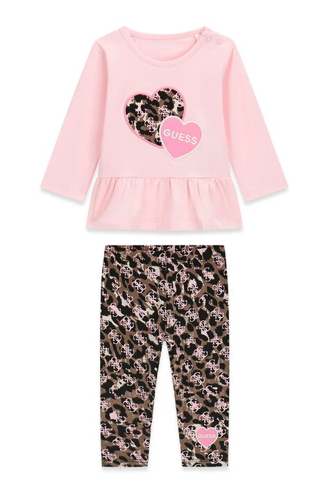 Guess komplet codzienny dziecięcy bawełniany z elastanem różowy A6YG02 K3896