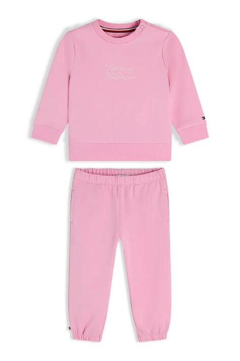 Tommy Hilfiger komplet dresowy niemowlęcy z bawełną różowy KN0KN02248