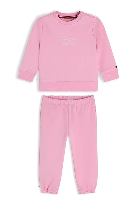 Tommy Hilfiger komplet dresowy niemowlęcy z bawełną różowy KN0KN02248