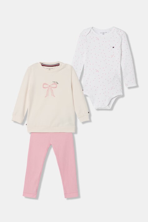 Tommy Hilfiger komplet niemowlęcy bawełniany z elastanem różowy KN0KN02277