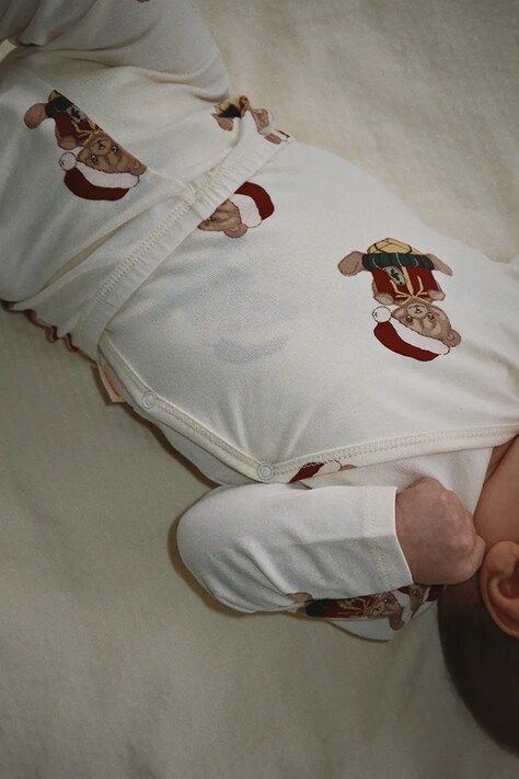Konges Sløjd Komplet niemowlęcy bawełniany z elastanem BASIC NEWBORN SET GOTS beżowy KS106382