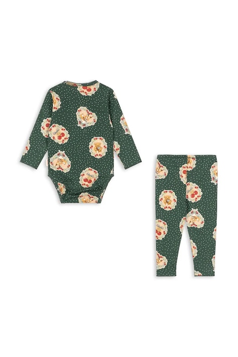 Konges Sløjd Комплект дитячий бавовняний з еластаном BASIC BODY/PANTS SET GOTS зелений KS106379