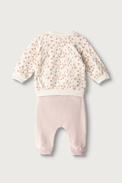 United Colors of Benetton Komplet dresowy niemowlęcy bawełniany z elastanem różowy 3TEUAK01W