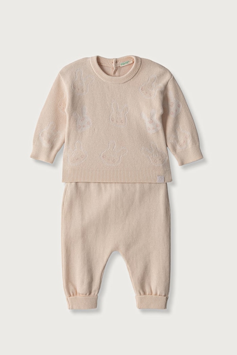 United Colors of Benetton Σετ παιδικό βαμβακερό μπεζ 1ZOCB101J