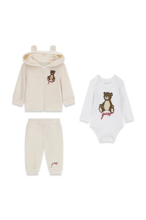 Guess Komplet dresowy niemowlęcy z bawełną beżowy H6BG10 K6029