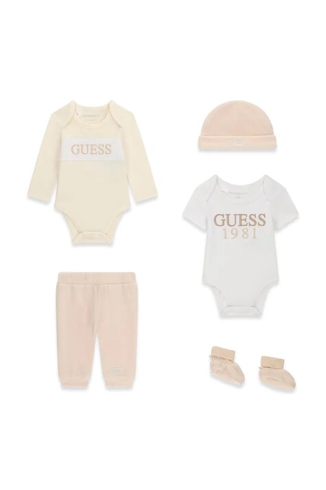 Guess Komplet codzienny niemowlęcy bawełniany beżowy H6BG06 K6016