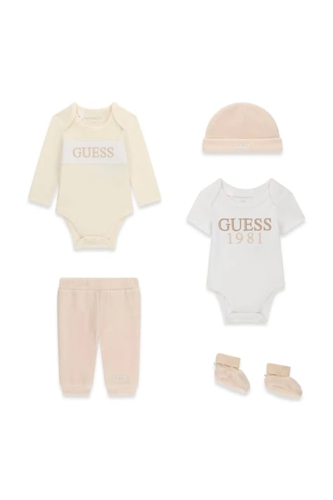 Guess Komplet codzienny niemowlęcy bawełniany beżowy H6BG06 K6016