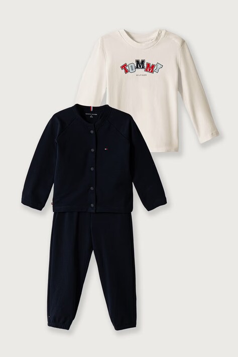 Tommy Hilfiger Komplet niemowlęcy bawełniany z elastanem granatowy KN0KN02327