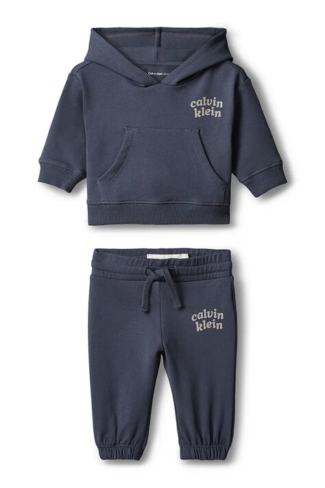 Calvin Klein Jeans komplet dresowy niemowlęcy bawełniany z elastanem granatowy LVCKFJI03N