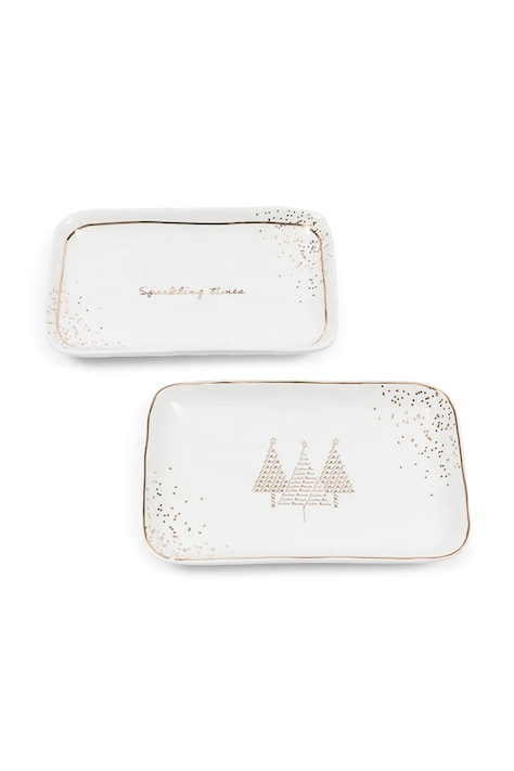 Riviera Maison Zestaw talerzyków świątecznych z porcelany 2-pack 21 x 13 cm 564950