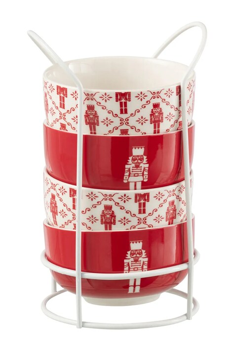 J-Line Zestaw misek świąteczny z ceramiki 4-pack 49237