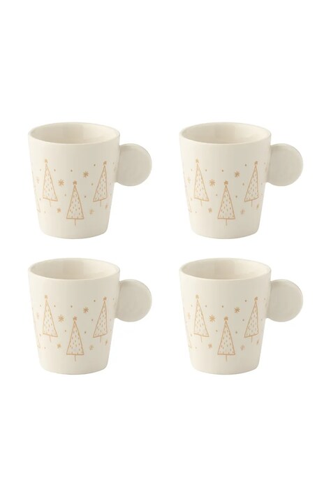 J-Line Zestaw filiżanek świąteczny z ceramiki 4-pack 8 x 7 cm 58807