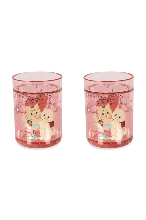 Konges Sløjd Zestaw kubków dziecięcych 2 PACK GLITTER CUPS różowy KS106341