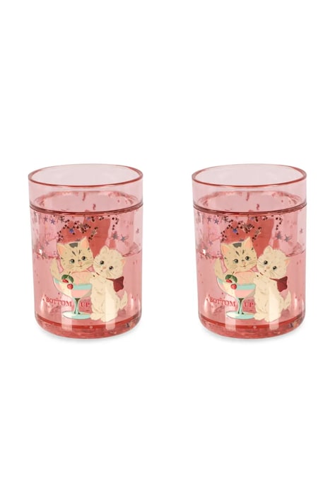 Konges Sløjd Zestaw kubków dziecięcych 2 PACK GLITTER CUPS różowy KS106341