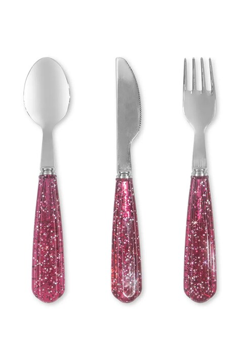 Konges Sløjd Komplet pribora otroški GLITTER CUTLERY roza KS103030