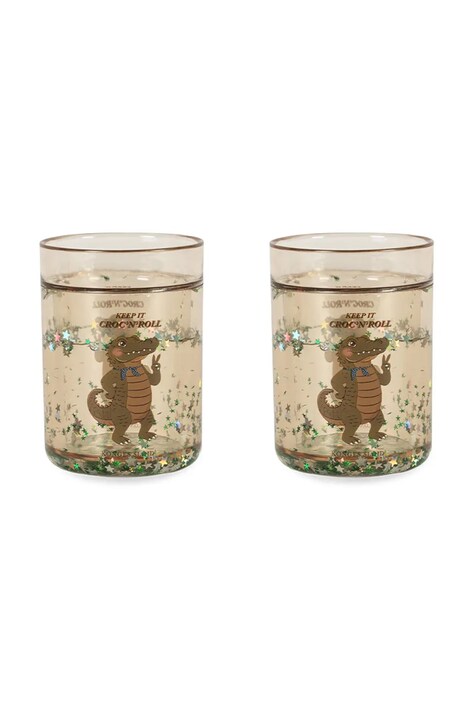 Konges Sløjd Zestaw kubków dziecięcych 2 PACK GLITTER CUPS zielony KS106341