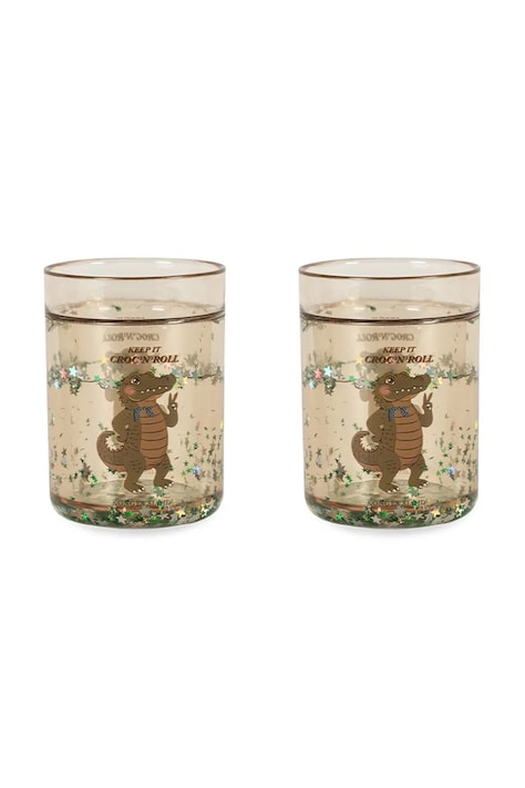 Konges Sløjd Zestaw kubków dziecięcych 2 PACK GLITTER CUPS zielony KS106341