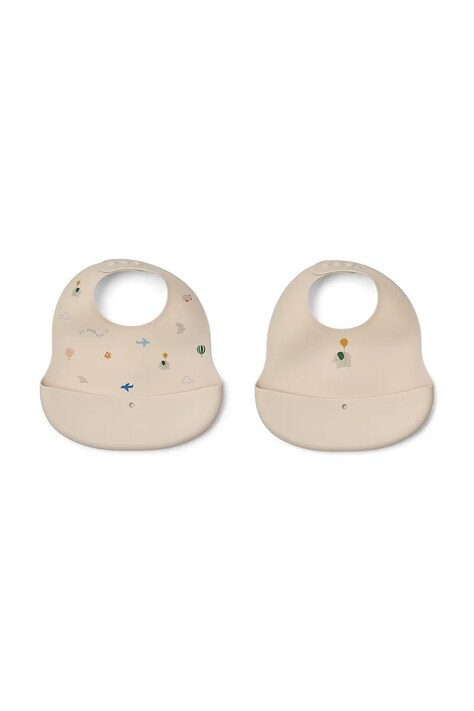 Liewood Śliniak niemowlęcy Ember Printed Bib 2-pack beżowy LW20119