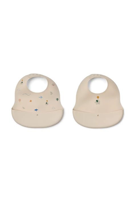 Liewood Śliniak niemowlęcy Ember Printed Bib 2-pack beżowy LW20119