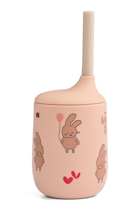 Liewood Kubek dziecięcy Ellis Printed Sippy Cup 230ml różowy LW15019
