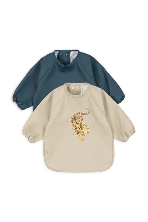 Konges Sløjd Podbradník detský 2 PACK DINNER BIB WITH SLEEVES 2-pak tmavomodrý KS105834