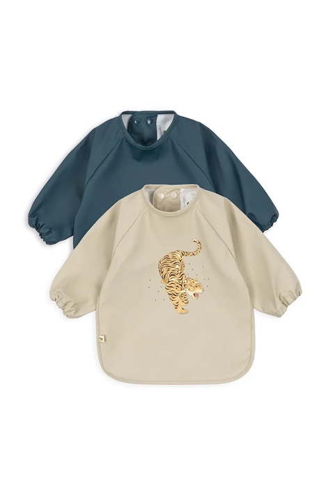 Konges Sløjd Podbradník detský 2 PACK DINNER BIB WITH SLEEVES 2-pak tmavomodrý KS105834