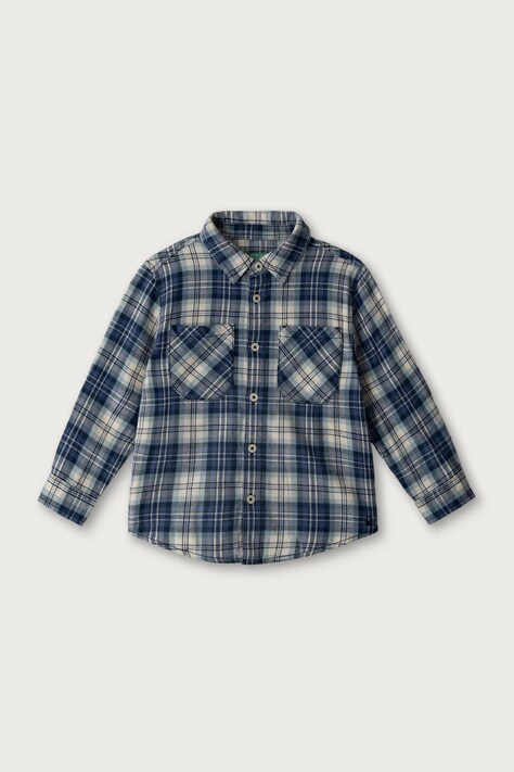 United Colors of Benetton Cămașă pentru copii din bumbac bleumarin cu carouri 5PBAGQ03E