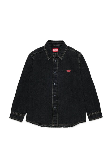 Diesel Koszula dziecięca bawełniana CSIMPLY-OVER SHIRT czarna gładka J01330