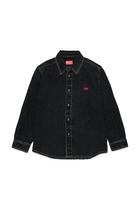 Diesel Koszula dziecięca bawełniana CSIMPLY-OVER SHIRT czarna gładka J01330