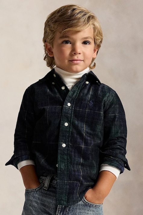 Polo Ralph Lauren Košeľa detská bavlnená tmavomodrá s kockovaným vzorom 322B28200001