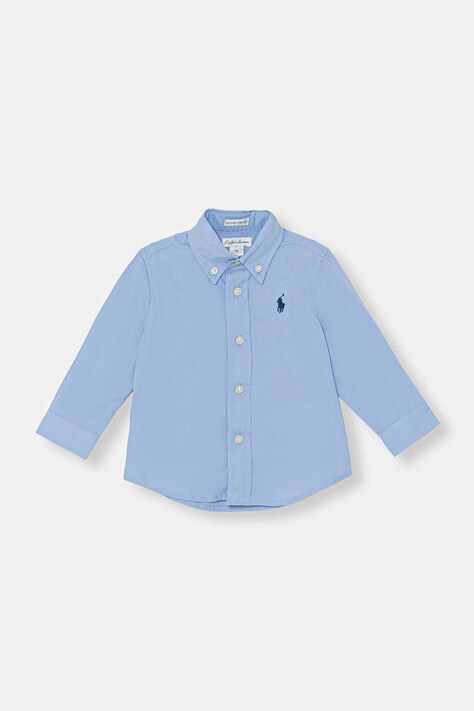 Polo Ralph Lauren koszula niemowlęca bawełniana niebieska gładka 320952199001
