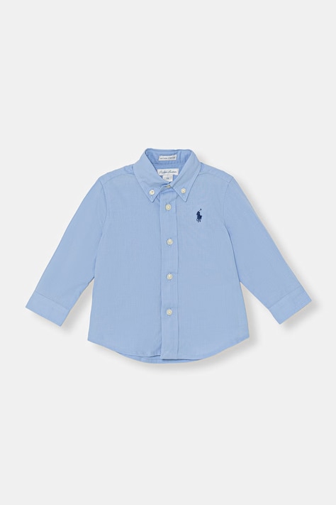 Polo Ralph Lauren cămașă pentru bebeluși din bumbac albastră simplă 320952199001
