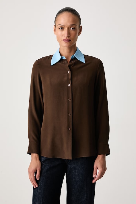 Weekend Max Mara Koszula damska jedwabna WKSECCELSO brązowa gładka 2625116016