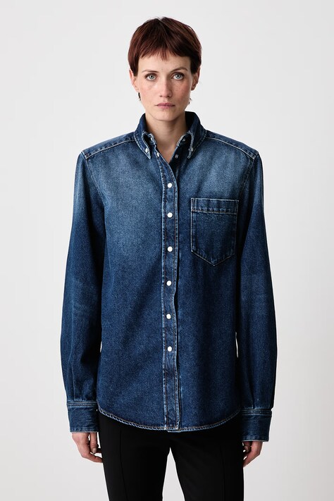 MUGLER Cămașă din denim pentru femei albastră 26F6TO08412038