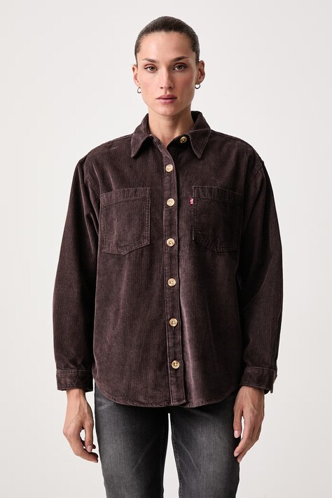 Levi's Košile dámská manšestrová IRIS OVERSHIRT hnědá hladká 001SS