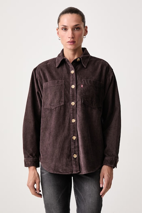 Levi's Koszula damska sztruksowa IRIS OVERSHIRT brązowa gładka 001SS