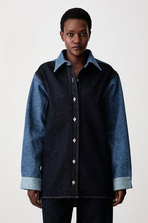 Off-White Half Arrow Mix košulja traper za žene plava 2FB00601T