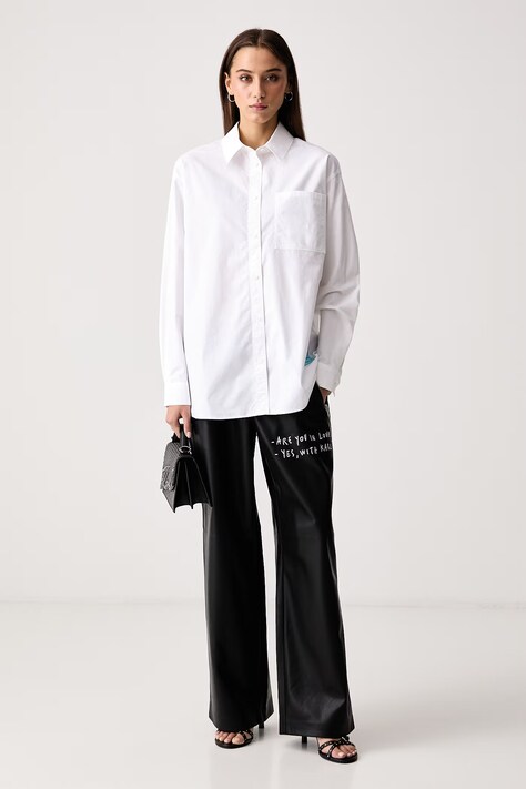 Karl Lagerfeld Jeans Koszula damska bawełniana x Pietro Terzini biała gładka B4W11028