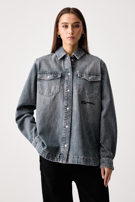 Karl Lagerfeld Jeans Košile dámská džínová šedá B4W11006